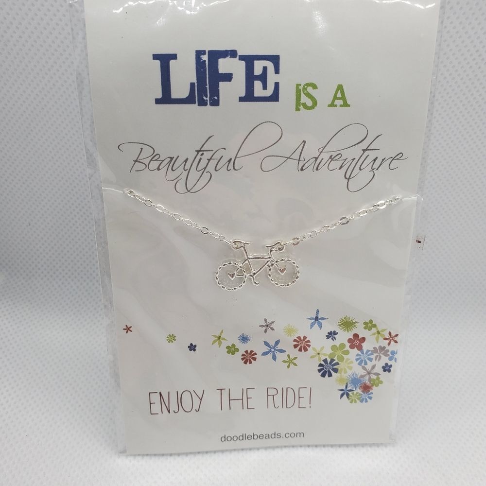 NWT Silver Colored Bicycle Necklace